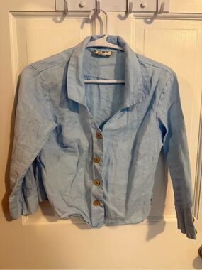 Light Blue Button-Down Linen Shirt
